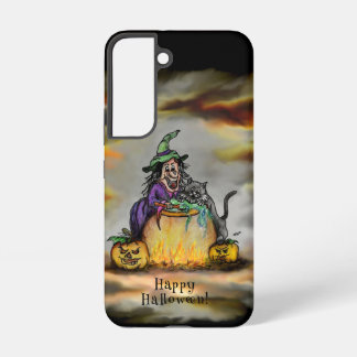 Witch and black Cat, Happy Halloween! Samsung Galaxy S22 Case