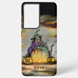 Witch and black Cat, Happy Halloween! Samsung Galaxy S21 Ultra Case