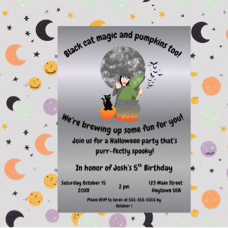 Witch and Black Cat Invitation