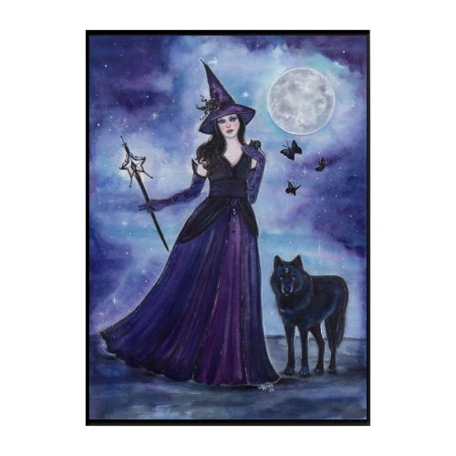 Witch and black wolf by Renee Lavoie Acrylic Print