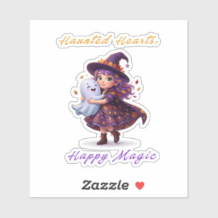 Witch and Boo Besties Cute Halloween Magic Sticker