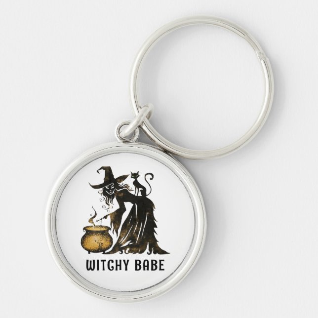 Witch and Cat Keychain (Front)