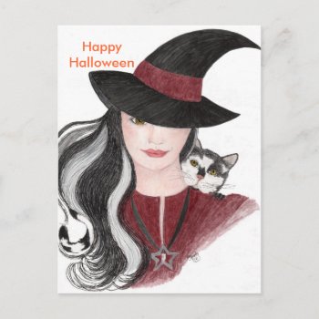 Witch And Cat Postcard by glorykmurphy at Zazzle
