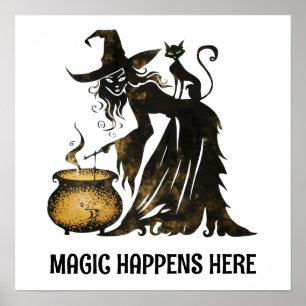 Witch and Cat Poster