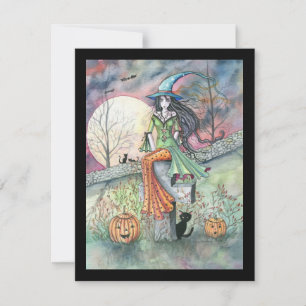 Witch and Cats Halloween Party Invitations