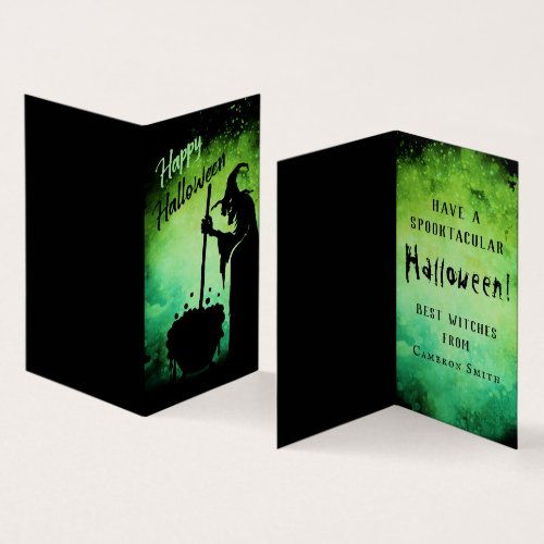 Witch and cauldron Halloween classroom mini card