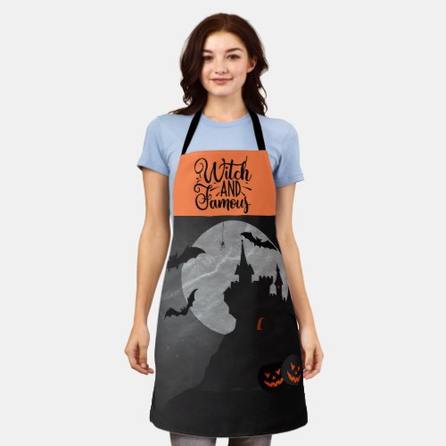 Witch and Famous Funny Halloween Haunted House Apron