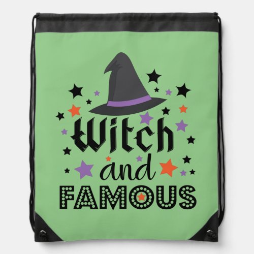 Witch and Famous Halloween Drawstring Bag