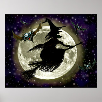 Witch and Full Moon Poster