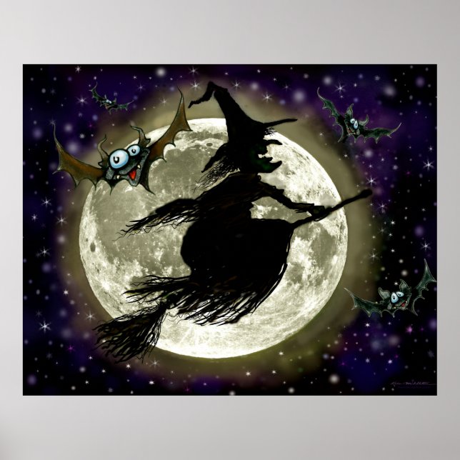 Witch and Full Moon Poster (Front)