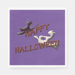 Witch and Ghost Spooky Happy Halloween Napkins