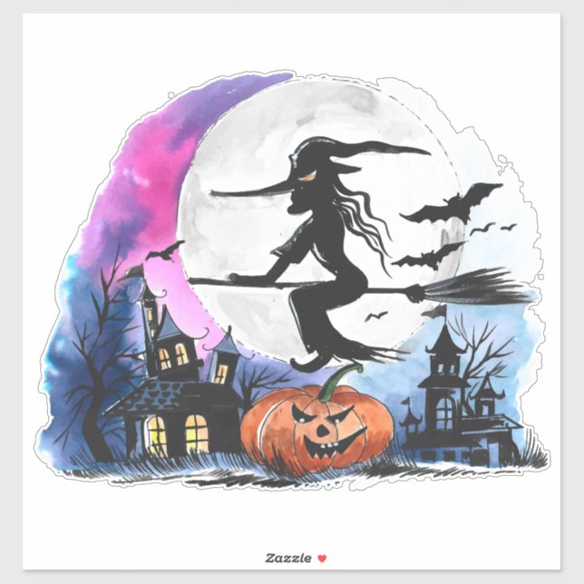 Witch and Haunted Houses  Sticker (Sheet)