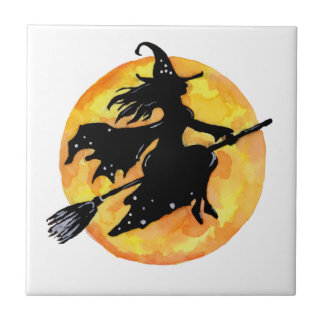Witch and Moon Ceramic Tile