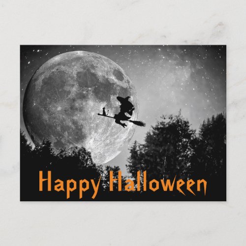 Witch and Moon Halloween Customizable Postcard
