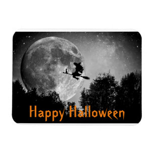 Witch and Moon Halloween Magnet