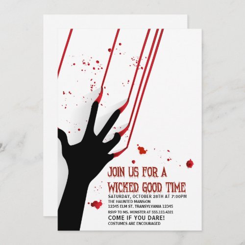 Witch and Moon Halloween Party Invitation