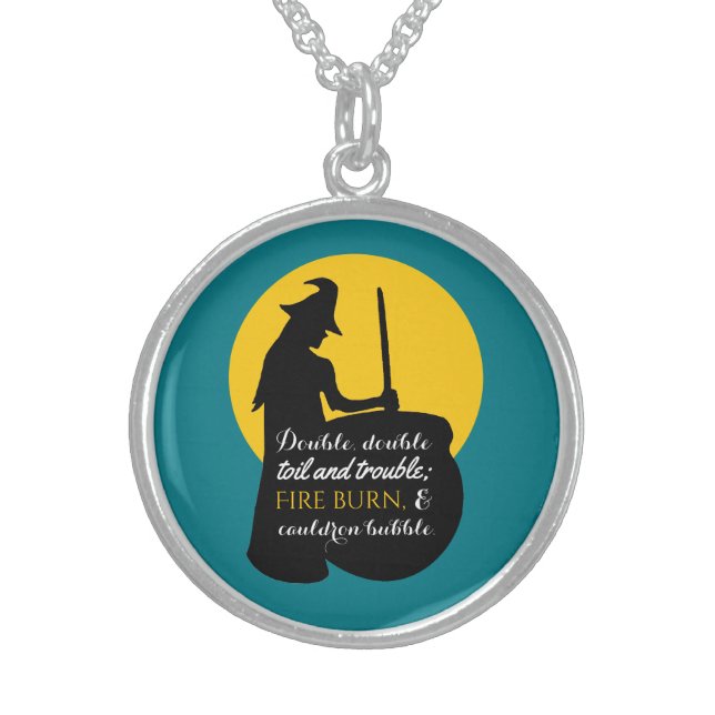 Witch and Moon Magic Spell Locket Necklace (Front)