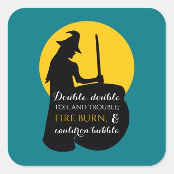 Witch And Moon Magic Spell Square Sticker by StampedyStamp at Zazzle