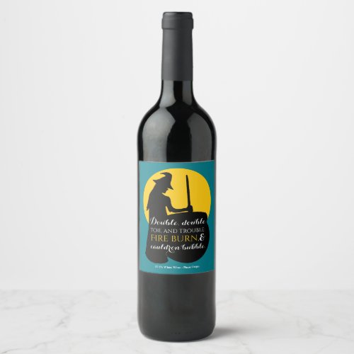 Witch and Moon Magic Spell Wine Label