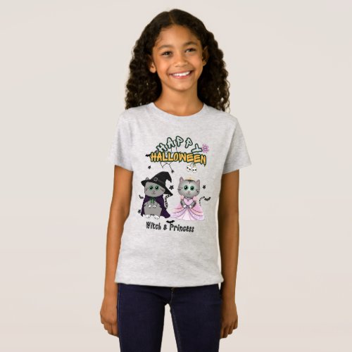 Witch and Princess Happy Halloween Graphic T-Shirt