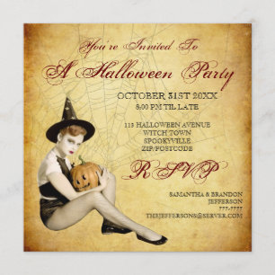 Witch and Pumpkin Halloween Party Invitation