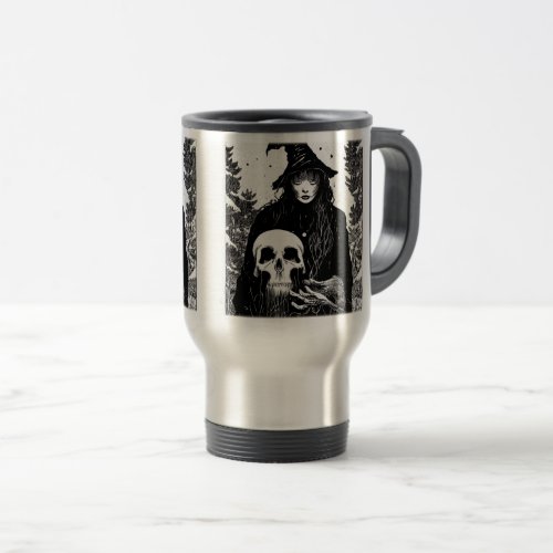 Witch and Skull TravelCommuter Mug 15 oz  Travel Mug