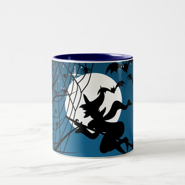 Witch And Spider On Web Halloween Custom  mug (Center)