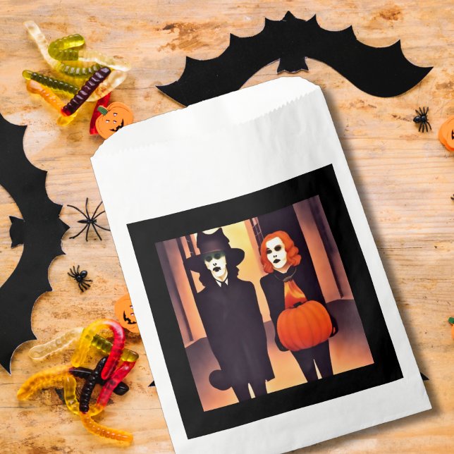 Witch and vampire for Halloween in town Favor Bag (Creator Uploaded)