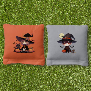 Witch and Warlock Halloween Cornhole Bags