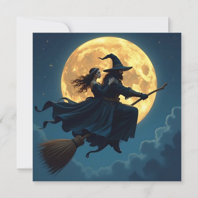 Witch and Warlock Personalized Halloween Card (Front)