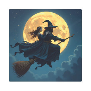 Witch and Warlock Personalized Halloween Metal Print