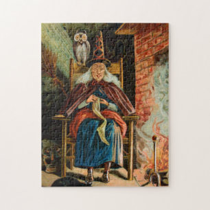 Witch at Fireplace Jigsaw Puzzle