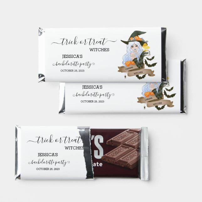 Witch Bachelorette Trick or Treat  Hershey Bar Favors (Front)