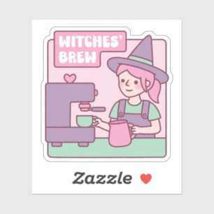 Witch Barista Witches Brew Coffee Funny Sticker