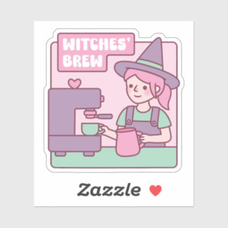 Witch Barista Witches Brew Coffee Funny Sticker