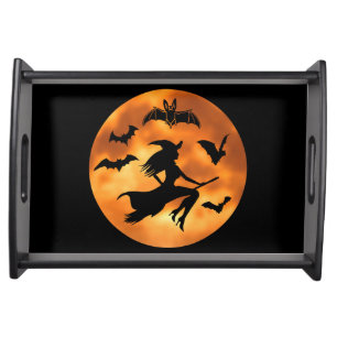Witch, Bats and Moon Serving Tray