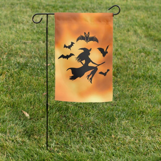 Witch Bats Moon Garden Flag (In SItu)