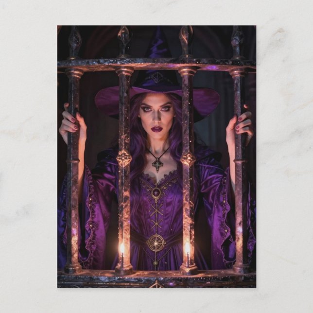 Witch behind bars  postcard (Front)