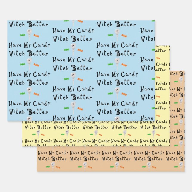Witch Better Have My Candy | Black Letters Wrapping Paper Sheets (Set)