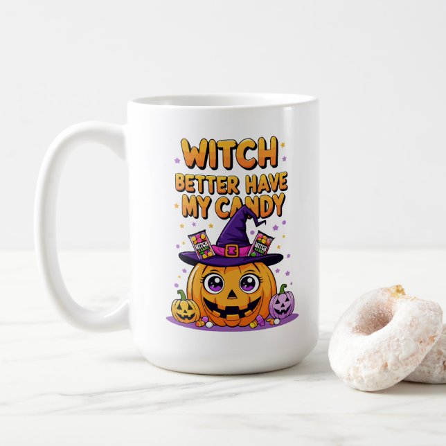 Witch Better Have My Candy – Cute Kawaii Halloween Coffee Mug (With Donut)