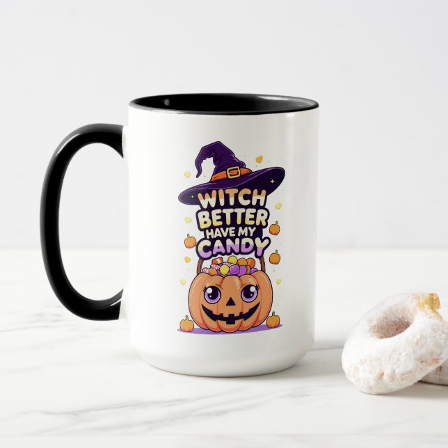 Witch Better Have My Candy – Cute Kawaii Halloween Mug (With Donut)