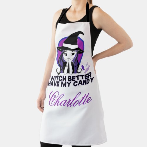 Witch better have my candy_Cute Purple Witch Apron