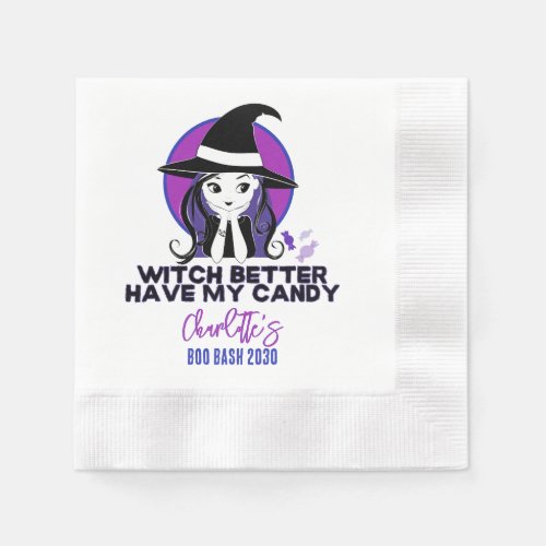 Witch better have my candy_Cute Purple Witch Napkins