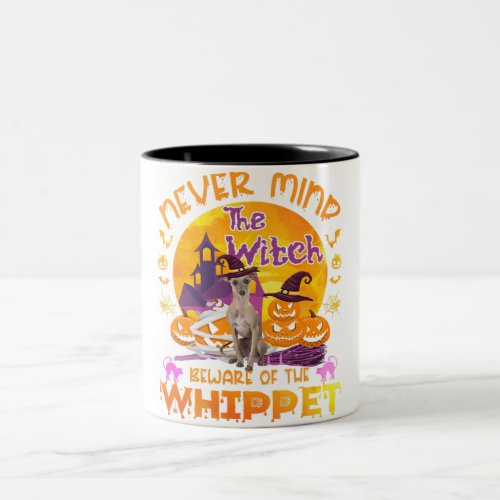 Witch Beware Of Whippet  Halloween Gift Two_Tone Coffee Mug