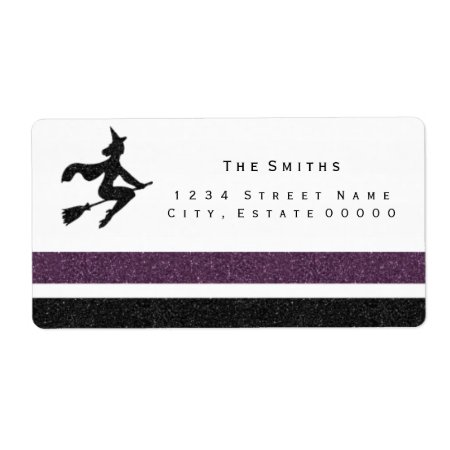 Witch Black And Purple Stripes Address Label