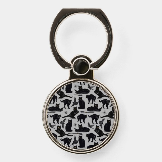 Witch black cat adult flip flops phone ring stand (Front)