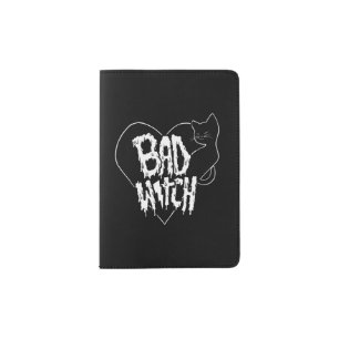 Witch Black Cat Halloween Passport Holder