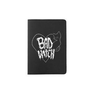 Witch Black Cat Halloween Passport Holder
