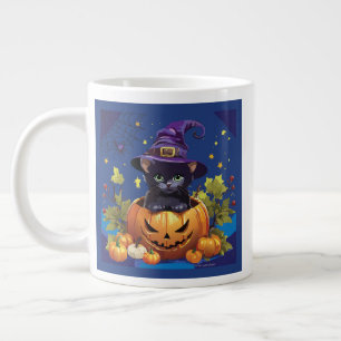 Witch Black Cat Kitten Pumpkin Specialty Mug