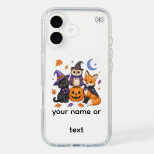 Witch Black Cat Owl Fox Pumpkin Art iPhone 16 Case